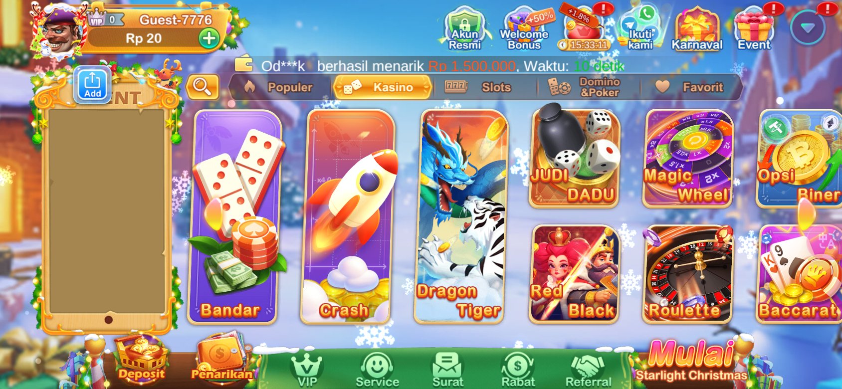 Pilihan permainan kasino seperti Dragon Tiger dan Roulette di Askasino.